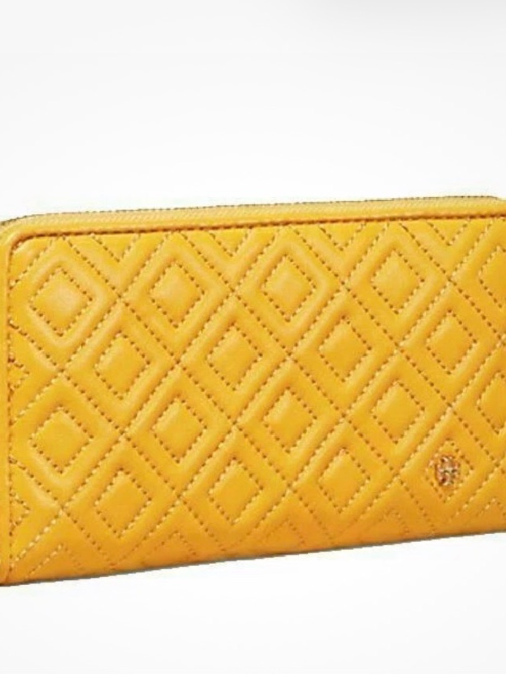 Tory Burch Quilted Yellow Zip-Around Wallet
